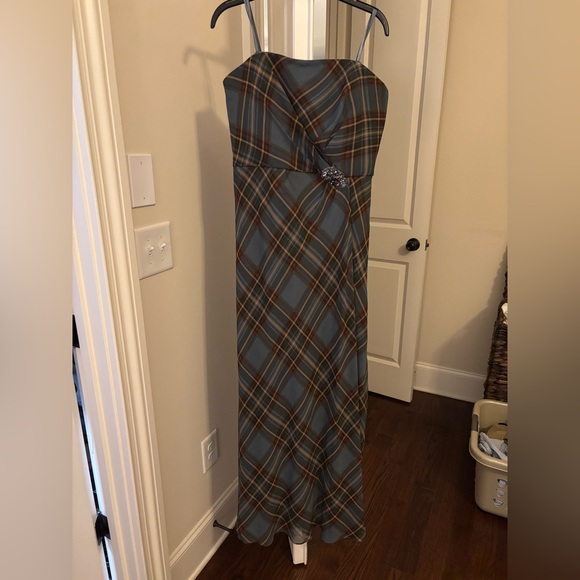 Lauren Ralph Lauren Strapless Plaid Dress - Blue and Brown - Picture 4 of 6